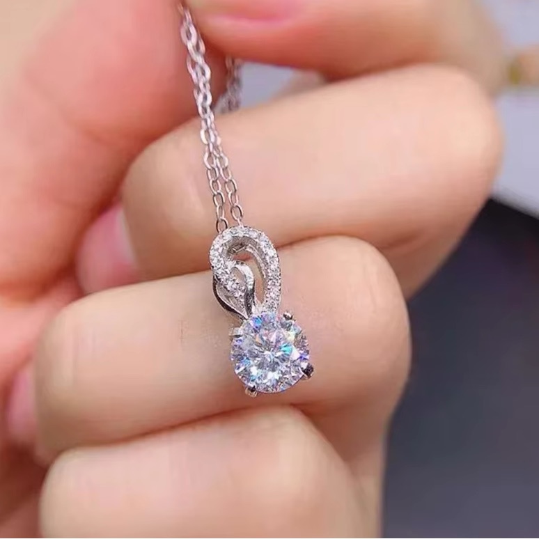 Elegant Loop Accent 1c Cz Diamond Circle Pendant Necklace 49$